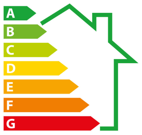 Étiquette énergétique DPE montrant les classes de performance de A à G.