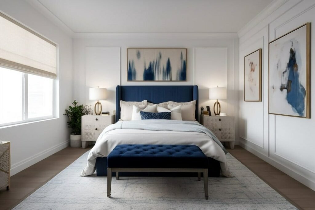 Chambre avec couleurs d’intérieur apaisantes pour favoriser le repos