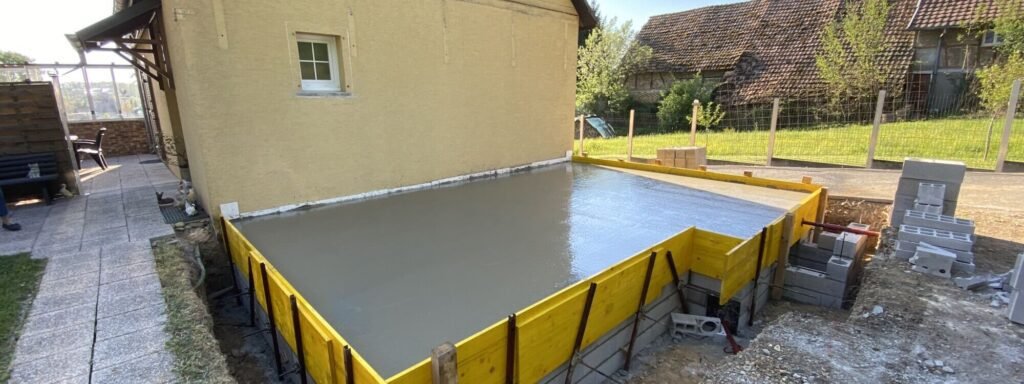 chantier extension de maison fondations