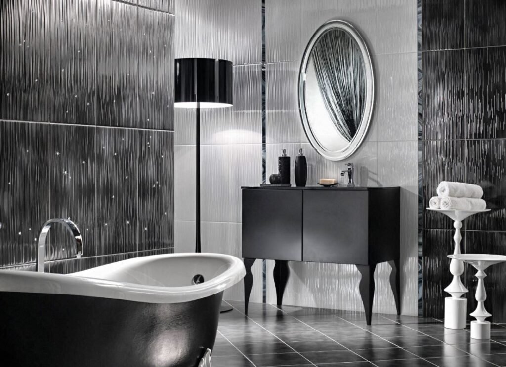salle de bain noir et blanc tendances salle de bain 2026