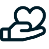 Pictogramme d'une main tenant un cœur