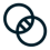 Icône de deux cercles entrelacés représentant la parfaite intégration, la compatibilité avec un système existant ou une solution de chauffage hybride.